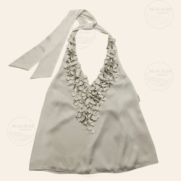 Ramy Brook Mitchell Top Ivory Beaded Halter | Glam, Resort Vacation S NWT $395 - Picture 2 of 14